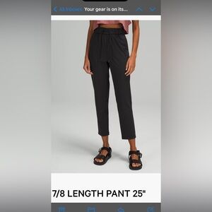 LULULEMON STRETCH HIGH RISE 7/8 LENGTH PANT 25" Black Size 0 retail $118